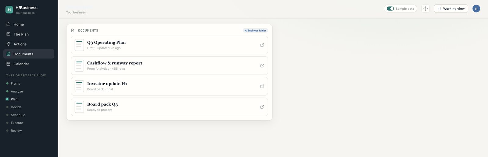 Documents, finished plans and reports in your own cloud folder