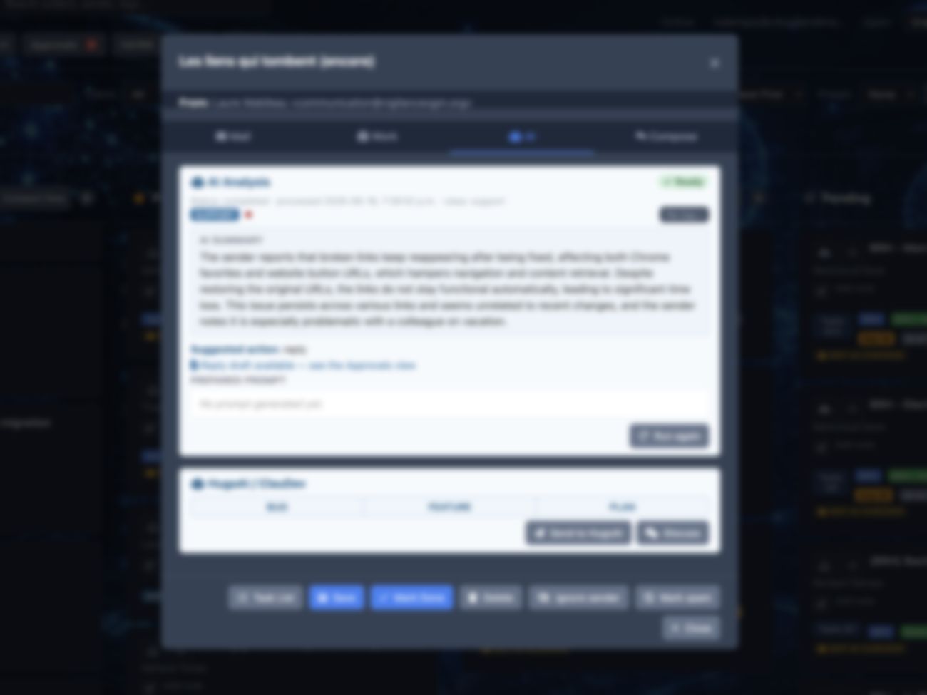 AI analysis of an email with a suggested action